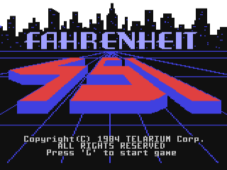 Fahrenheit 451 title screen for Commodore 64